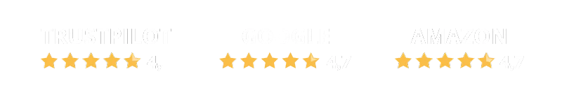 TrustPilot 4,3 / Google 4,7 / Amazon 4,7